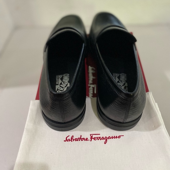 Ferragamo Martin Gancino Penny Loafers Nero Size 9E - Picture 3 of 6